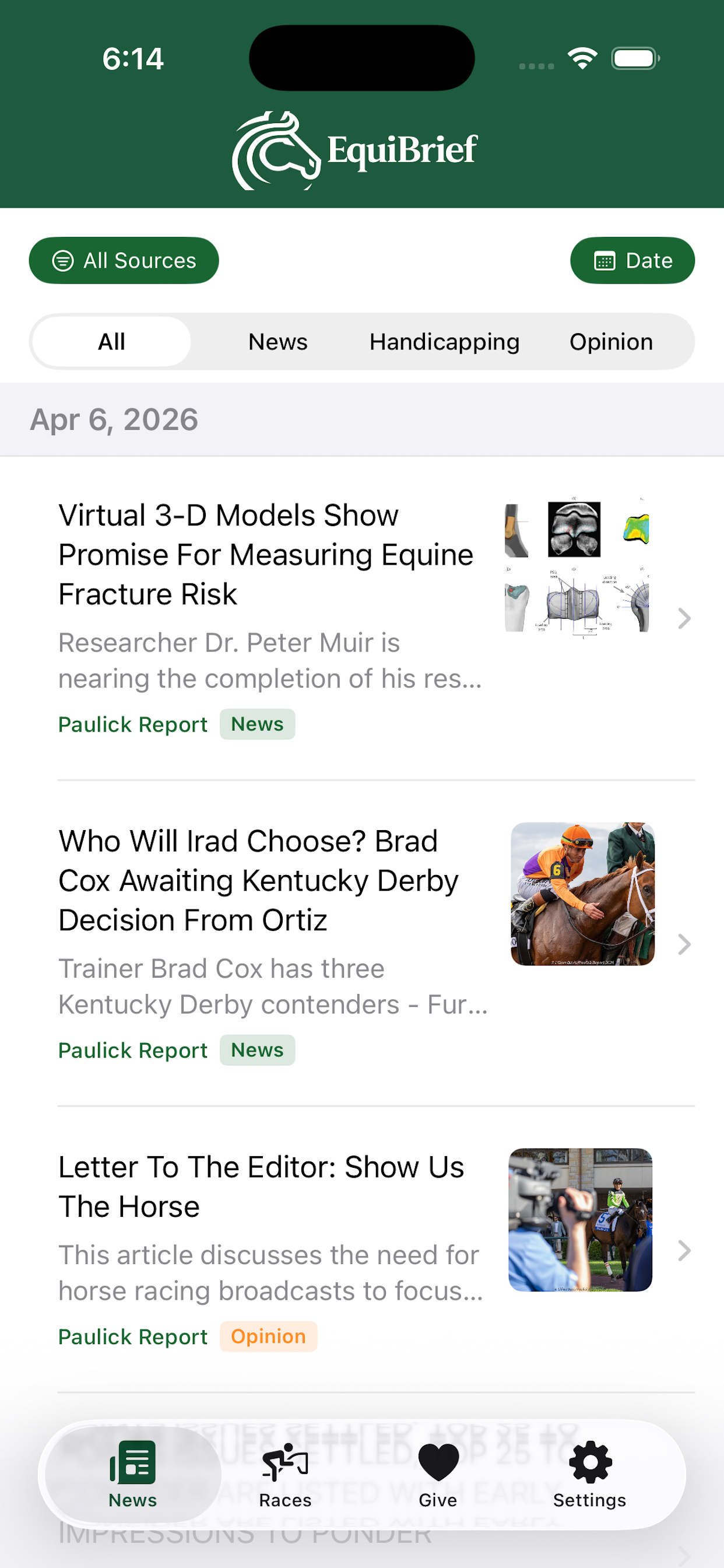 EquiBrief main news feed